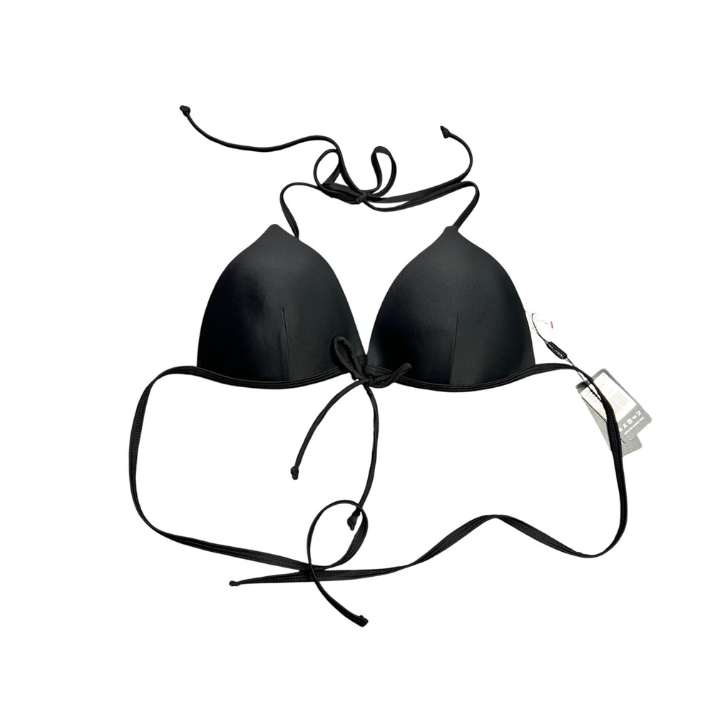 NWT RELLECIGA Women's XL Black Triangle String Bikini Top Molded Cups Swimwear